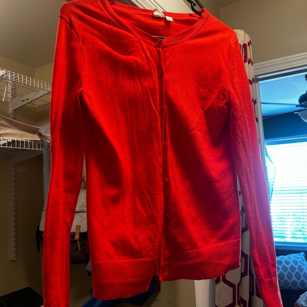 GAP Bright Orange Button-Up Cardigan